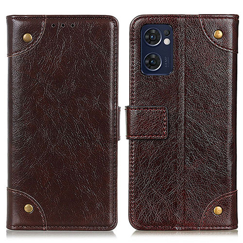 Leather Case Stands Flip Cover Holder K06Z for Oppo Find X5 Lite 5G Brown