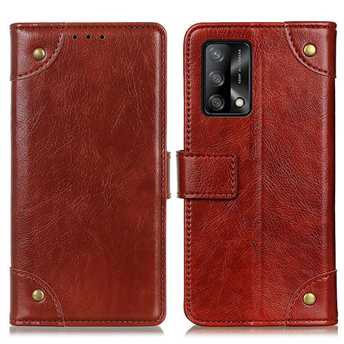 Leather Case Stands Flip Cover Holder K06Z for Oppo Reno6 Lite Light Brown