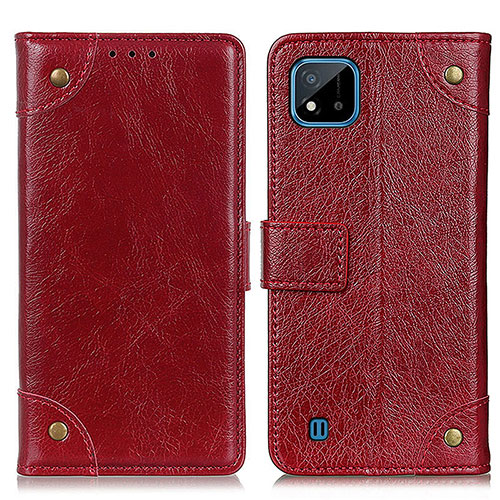 Leather Case Stands Flip Cover Holder K06Z for Realme C20 Red