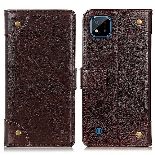 Leather Case Stands Flip Cover Holder K06Z for Realme C20A Brown