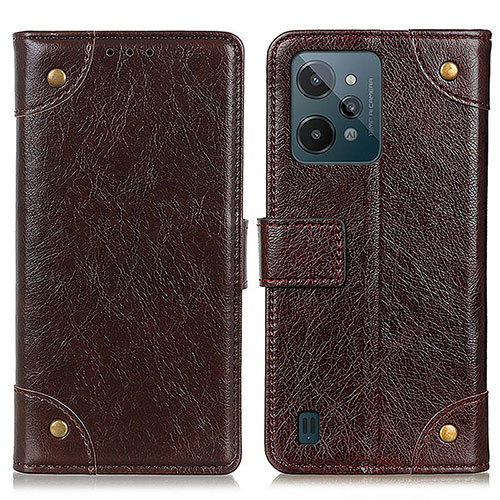 Leather Case Stands Flip Cover Holder K06Z for Realme C31 Brown