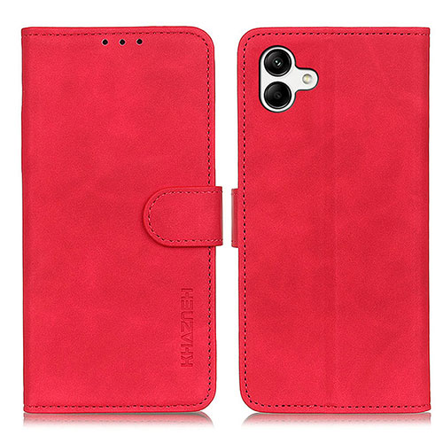 Leather Case Stands Flip Cover Holder K06Z for Samsung Galaxy F04 Red