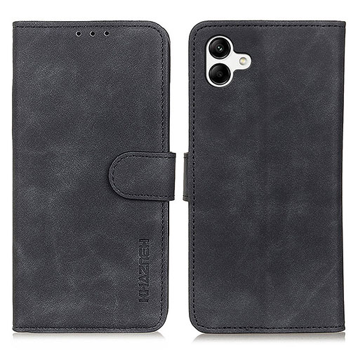 Leather Case Stands Flip Cover Holder K06Z for Samsung Galaxy M04 Black