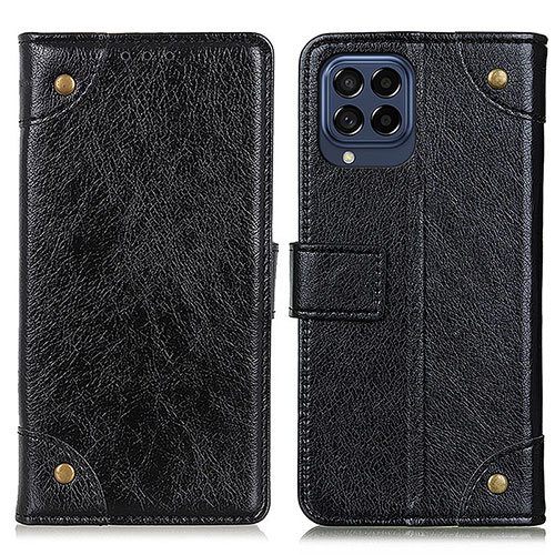 Leather Case Stands Flip Cover Holder K06Z for Samsung Galaxy M53 5G Black