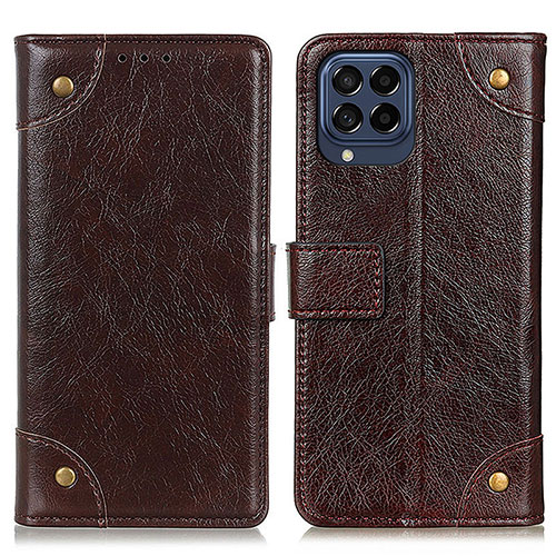 Leather Case Stands Flip Cover Holder K06Z for Samsung Galaxy M53 5G Brown