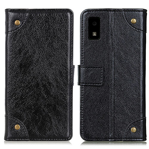 Leather Case Stands Flip Cover Holder K06Z for Sharp Aquos wish2 Black