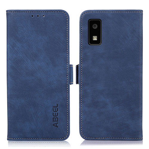 Leather Case Stands Flip Cover Holder K06Z for Sharp Aquos wish3 Blue