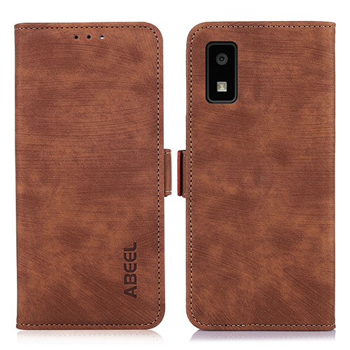 Leather Case Stands Flip Cover Holder K06Z for Sharp Aquos wish3 Brown