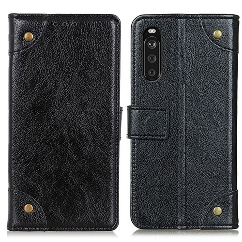 Leather Case Stands Flip Cover Holder K06Z for Sony Xperia 10 III Lite Black