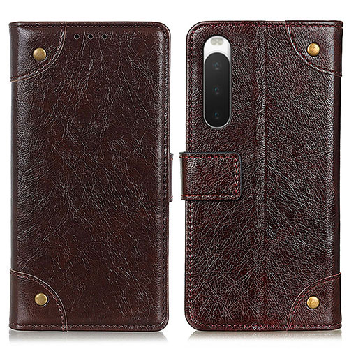 Leather Case Stands Flip Cover Holder K06Z for Sony Xperia 10 IV SO-52C Brown