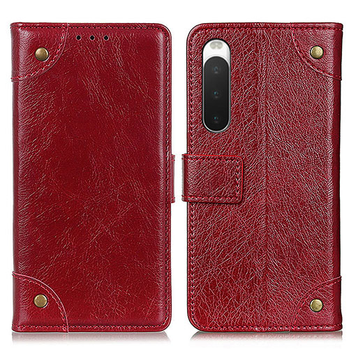 Leather Case Stands Flip Cover Holder K06Z for Sony Xperia 10 IV SOG07 Red