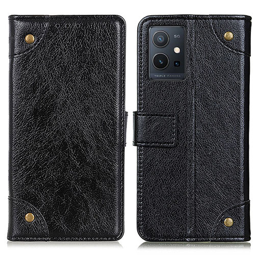 Leather Case Stands Flip Cover Holder K06Z for Vivo Y33e 5G Black