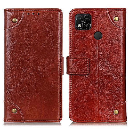 Leather Case Stands Flip Cover Holder K06Z for Xiaomi Redmi 10A 4G Brown