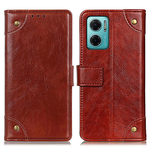 Leather Case Stands Flip Cover Holder K06Z for Xiaomi Redmi 11 Prime 5G Light Brown