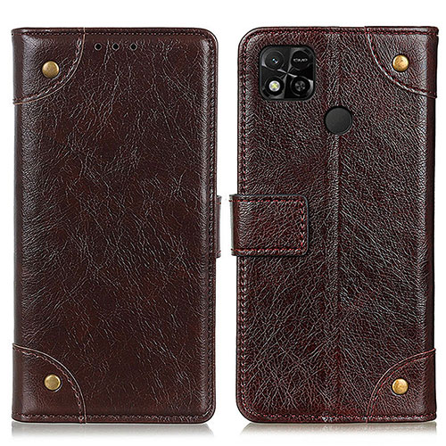 Leather Case Stands Flip Cover Holder K06Z for Xiaomi Redmi 9 Activ Light Brown