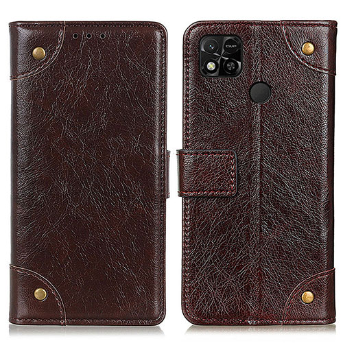 Leather Case Stands Flip Cover Holder K06Z for Xiaomi Redmi 9 India Light Brown