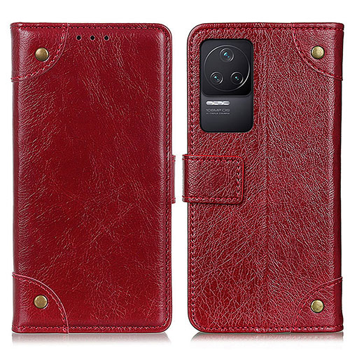 Leather Case Stands Flip Cover Holder K06Z for Xiaomi Redmi K50 5G Red