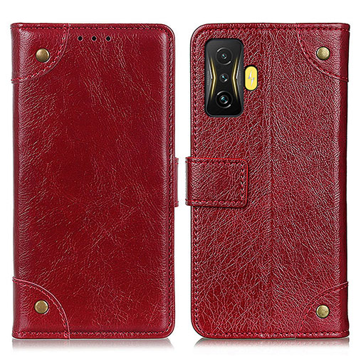 Leather Case Stands Flip Cover Holder K06Z for Xiaomi Redmi K50 Gaming AMG F1 5G Red