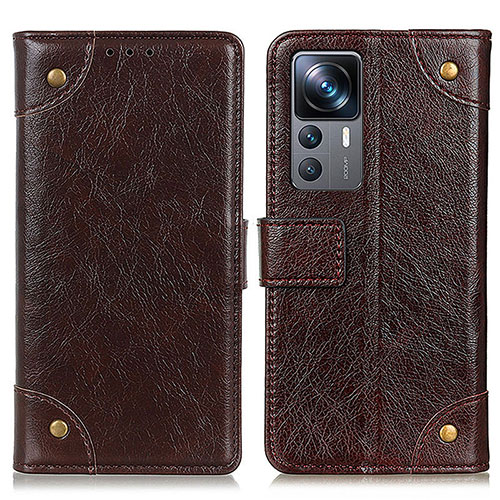 Leather Case Stands Flip Cover Holder K06Z for Xiaomi Redmi K50 Ultra 5G Brown