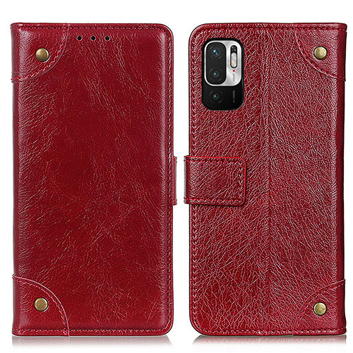 Leather Case Stands Flip Cover Holder K06Z for Xiaomi Redmi Note 10 JE 5G Red