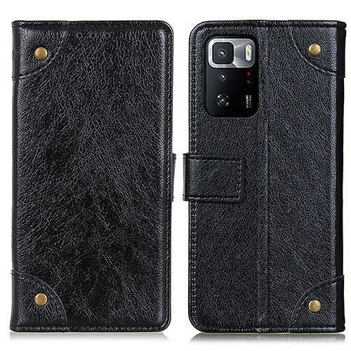 Leather Case Stands Flip Cover Holder K06Z for Xiaomi Redmi Note 10 Pro 5G Black