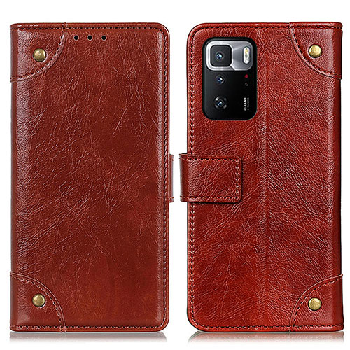 Leather Case Stands Flip Cover Holder K06Z for Xiaomi Redmi Note 10 Pro 5G Light Brown