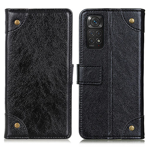 Leather Case Stands Flip Cover Holder K06Z for Xiaomi Redmi Note 11 4G (2022) Black