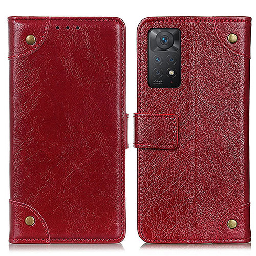 Leather Case Stands Flip Cover Holder K06Z for Xiaomi Redmi Note 11 Pro 5G Red