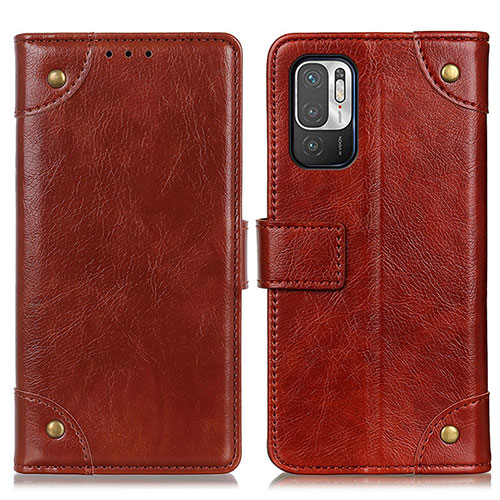 Leather Case Stands Flip Cover Holder K06Z for Xiaomi Redmi Note 11 SE 5G Light Brown