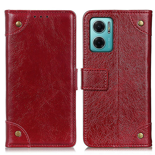 Leather Case Stands Flip Cover Holder K06Z for Xiaomi Redmi Note 11E 5G Red