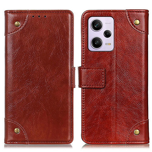 Leather Case Stands Flip Cover Holder K06Z for Xiaomi Redmi Note 12 Explorer Light Brown