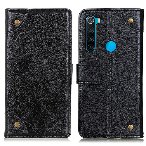 Leather Case Stands Flip Cover Holder K06Z for Xiaomi Redmi Note 8 (2021) Black