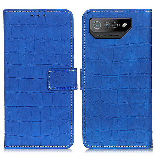 Leather Case Stands Flip Cover Holder K07Z for Asus ROG Phone 7 Blue