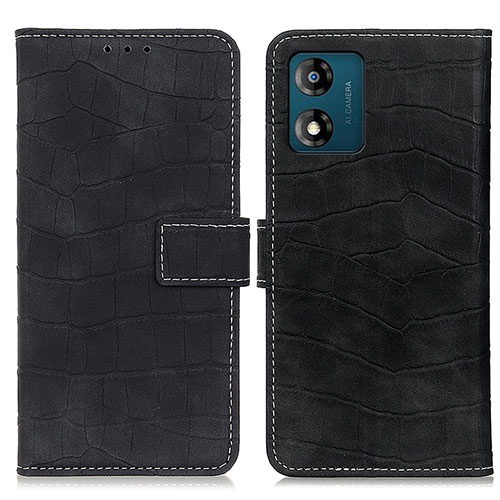 Leather Case Stands Flip Cover Holder K07Z for Motorola Moto E13 Black