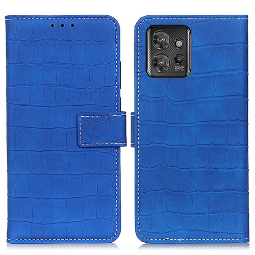 Leather Case Stands Flip Cover Holder K07Z for Motorola ThinkPhone 5G Blue