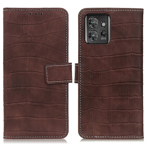 Leather Case Stands Flip Cover Holder K07Z for Motorola ThinkPhone 5G Brown