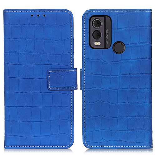 Leather Case Stands Flip Cover Holder K07Z for Nokia C22 Blue