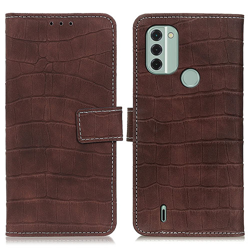 Leather Case Stands Flip Cover Holder K07Z for Nokia C31 Brown