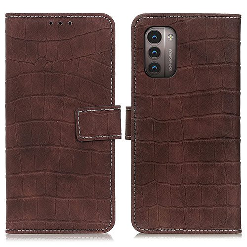 Leather Case Stands Flip Cover Holder K07Z for Nokia G11 Brown