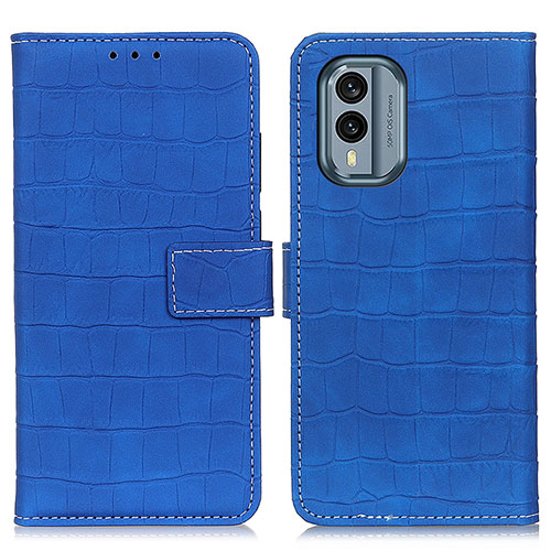 Leather Case Stands Flip Cover Holder K07Z for Nokia X30 5G Blue