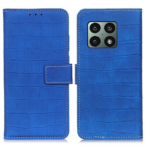 Leather Case Stands Flip Cover Holder K07Z for OnePlus 10 Pro 5G Blue