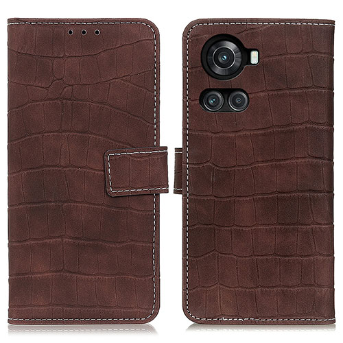 Leather Case Stands Flip Cover Holder K07Z for OnePlus 10R 5G Brown