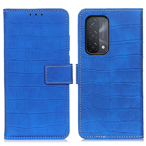 Leather Case Stands Flip Cover Holder K07Z for OnePlus Nord N200 5G Blue