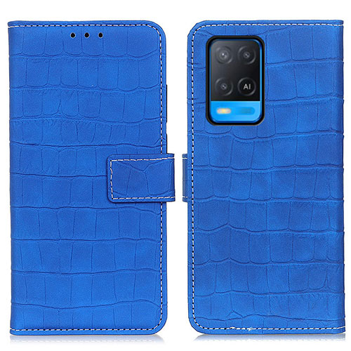Leather Case Stands Flip Cover Holder K07Z for Oppo A54 4G Blue