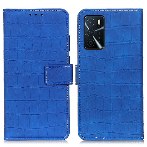 Leather Case Stands Flip Cover Holder K07Z for Oppo A54s Blue