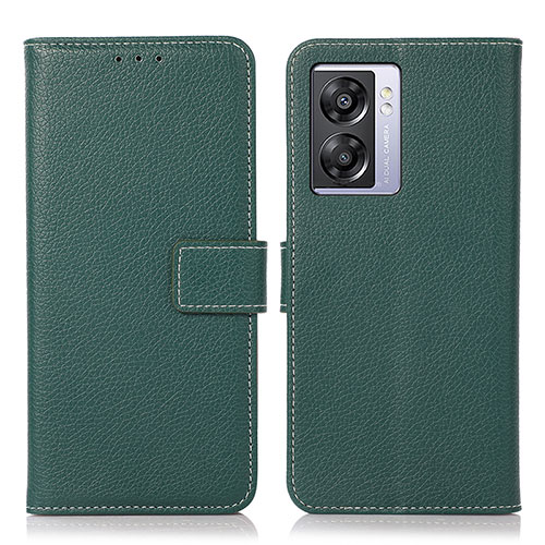 Leather Case Stands Flip Cover Holder K07Z for Oppo A56S 5G Green