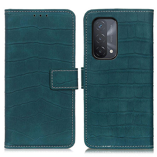 Leather Case Stands Flip Cover Holder K07Z for Oppo A74 5G Green