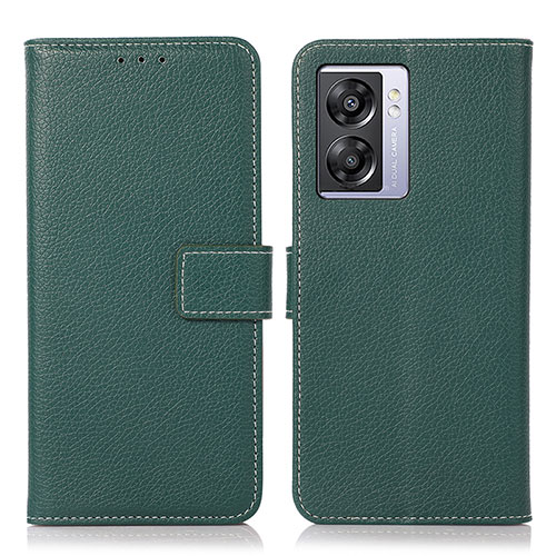 Leather Case Stands Flip Cover Holder K07Z for Oppo A77 5G Green