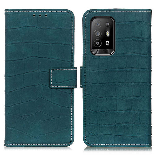 Leather Case Stands Flip Cover Holder K07Z for Oppo A94 5G Green