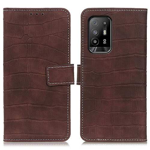 Leather Case Stands Flip Cover Holder K07Z for Oppo A95 5G Brown